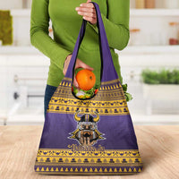 Viking-Inspired Football Christmas Grocery Bag Valhalla-la Viking Warrior - Wonder Print Shop