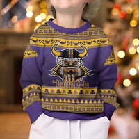 Viking-Inspired Football Christmas Kid Ugly Christmas Sweater Valhalla-la Viking Warrior - Wonder Print Shop