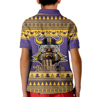 Viking-Inspired Football Christmas Kid Polo Shirt Valhalla-la Viking Warrior - Wonder Print Shop