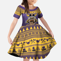 Viking-Inspired Football Christmas Kid Short Sleeve Dress Valhalla-la Viking Warrior - Wonder Print Shop