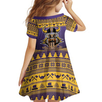Viking-Inspired Football Christmas Kid Short Sleeve Dress Valhalla-la Viking Warrior - Wonder Print Shop