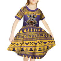 Viking-Inspired Football Christmas Kid Short Sleeve Dress Valhalla-la Viking Warrior - Wonder Print Shop