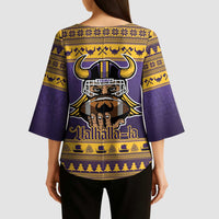 Viking-Inspired Football Christmas Kimono Sleeve Blouse Valhalla-la Viking Warrior - Wonder Print Shop
