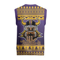 Viking-Inspired Football Christmas Knitted V-Neck Vest Valhalla-la Viking Warrior - Wonder Print Shop