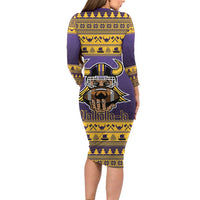 Viking-Inspired Football Christmas Long Sleeve Bodycon Dress Valhalla-la Viking Warrior - Wonder Print Shop