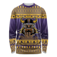 Viking-Inspired Football Christmas Long Sleeve Shirt Valhalla-la Viking Warrior - Wonder Print Shop