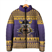Viking-Inspired Football Christmas Padded Jacket Valhalla-la Viking Warrior - Wonder Print Shop