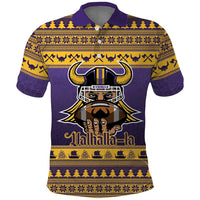 Viking-Inspired Football Christmas Polo Shirt Valhalla-la Viking Warrior - Wonder Print Shop