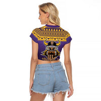 Viking-Inspired Football Christmas Raglan Cropped T Shirt Valhalla-la Viking Warrior - Wonder Print Shop