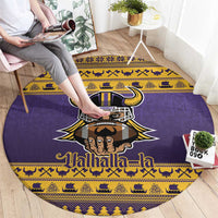 Viking-Inspired Football Christmas Round Carpet Valhalla-la Viking Warrior - Wonder Print Shop