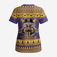 Viking-Inspired Football Christmas Scrub Top Valhalla-la Viking Warrior - Wonder Print Shop