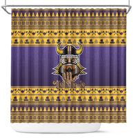 Viking-Inspired Football Christmas Shower Curtain Valhalla-la Viking Warrior - Wonder Print Shop