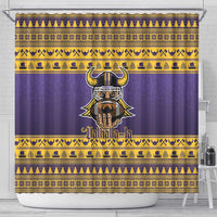 Viking-Inspired Football Christmas Shower Curtain Valhalla-la Viking Warrior - Wonder Print Shop