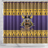 Viking-Inspired Football Christmas Shower Curtain Valhalla-la Viking Warrior - Wonder Print Shop