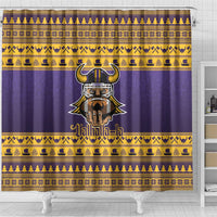 Viking-Inspired Football Christmas Shower Curtain Valhalla-la Viking Warrior - Wonder Print Shop