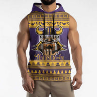 Viking-Inspired Football Christmas Sleeveless Hoodie Valhalla-la Viking Warrior - Wonder Print Shop