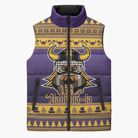 Viking-Inspired Football Christmas Sleeveless Puffer Jacket Valhalla-la Viking Warrior - Wonder Print Shop
