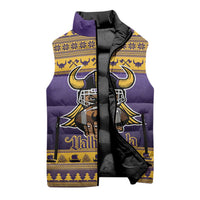 Viking-Inspired Football Christmas Sleeveless Puffer Jacket Valhalla-la Viking Warrior - Wonder Print Shop