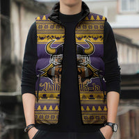 Viking-Inspired Football Christmas Sleeveless Puffer Jacket Valhalla-la Viking Warrior - Wonder Print Shop