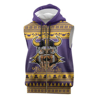 Viking-Inspired Football Christmas Sleeveless Zip Hoodie Valhalla-la Viking Warrior - Wonder Print Shop