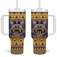 Viking-Inspired Football Christmas Tumbler With Handle Valhalla-la Viking Warrior - Wonder Print Shop