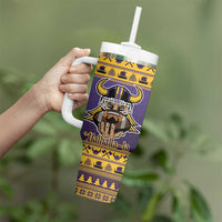 Viking-Inspired Football Christmas Tumbler With Handle Valhalla-la Viking Warrior - Wonder Print Shop