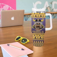 Viking-Inspired Football Christmas Tumbler With Handle Valhalla-la Viking Warrior - Wonder Print Shop