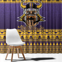 Viking-Inspired Football Christmas Window Curtain Valhalla-la Viking Warrior - Wonder Print Shop