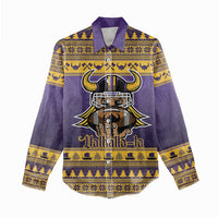 Viking-Inspired Football Christmas Women Casual Shirt Valhalla-la Viking Warrior - Wonder Print Shop