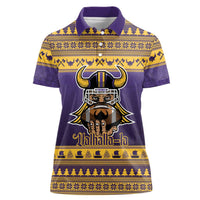 Viking-Inspired Football Christmas Women Polo Shirt Valhalla-la Viking Warrior - Wonder Print Shop