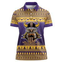 Viking-Inspired Football Christmas Women Polo Shirt Valhalla-la Viking Warrior - Wonder Print Shop