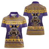 Viking-Inspired Football Christmas Women Polo Shirt Valhalla-la Viking Warrior - Wonder Print Shop