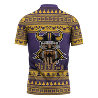 Viking-Inspired Football Christmas Zipper Polo Shirt Valhalla-la Viking Warrior - Wonder Print Shop