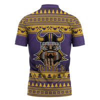 Viking-Inspired Football Christmas Zipper Polo Shirt Valhalla-la Viking Warrior - Wonder Print Shop
