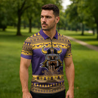 Viking-Inspired Football Christmas Zipper Polo Shirt Valhalla-la Viking Warrior - Wonder Print Shop