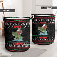 Merry Fishmas Santa Riding Bass Laundry Basket Funny Christmas - Wonder Print Shop