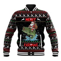 Merry Fishmas Santa Riding Bass Personalized Baseball Jacket Funny Christmas - Wonder Print Shop
