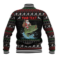 Merry Fishmas Santa Riding Bass Personalized Baseball Jacket Funny Christmas - Wonder Print Shop