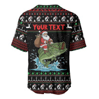 Merry Fishmas Santa Riding Bass Personalized Baseball Jersey Funny Christmas - Wonder Print Shop