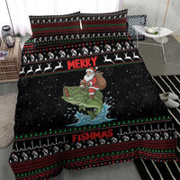 Merry Fishmas Santa Riding Bass Bedding Set Funny Christmas - Wonder Print Shop