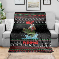 Merry Fishmas Santa Riding Bass Blanket Funny Christmas - Wonder Print Shop