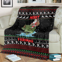 Merry Fishmas Santa Riding Bass Blanket Funny Christmas - Wonder Print Shop