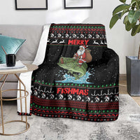 Merry Fishmas Santa Riding Bass Blanket Funny Christmas - Wonder Print Shop