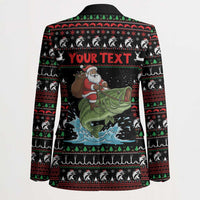 Merry Fishmas Santa Riding Bass Personalized Blazer Funny Christmas - Wonder Print Shop