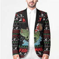 Merry Fishmas Santa Riding Bass Personalized Blazer Funny Christmas - Wonder Print Shop