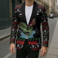Merry Fishmas Santa Riding Bass Personalized Blazer Funny Christmas - Wonder Print Shop