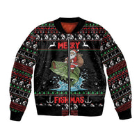 Merry Fishmas Santa Riding Bass Personalized Bomber Jacket Funny Christmas - Wonder Print Shop