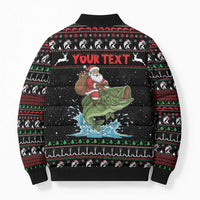 Merry Fishmas Santa Riding Bass Personalized Bomber Puffer Jacket Funny Christmas - Wonder Print Shop