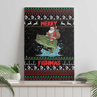 Merry Fishmas Santa Riding Bass Canvas Wall Art Funny Christmas - Wonder Print Shop