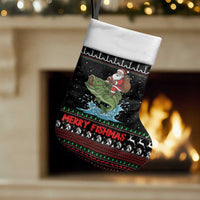 Merry Fishmas Santa Riding Bass Christmas Stocking Funny Christmas - Wonder Print Shop